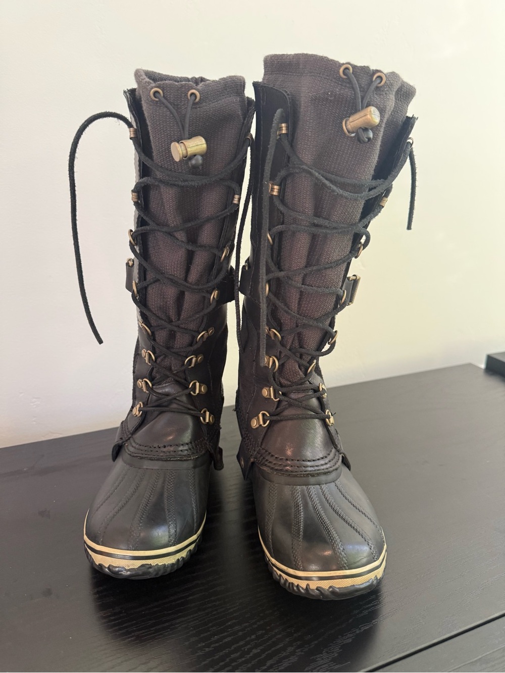 Sorel Conquest Carly Tall Waterproof Winter Boots Black Women’s Size 9